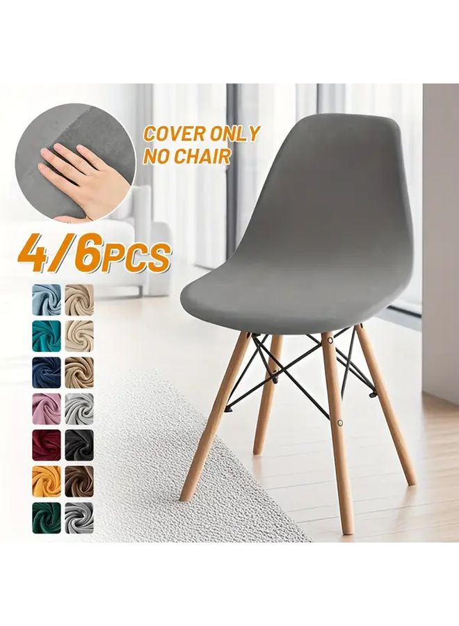 6 Pieces Modern Elastic Chair Covers Golden Yellow Easy Clean Snug Fit - Image 1
